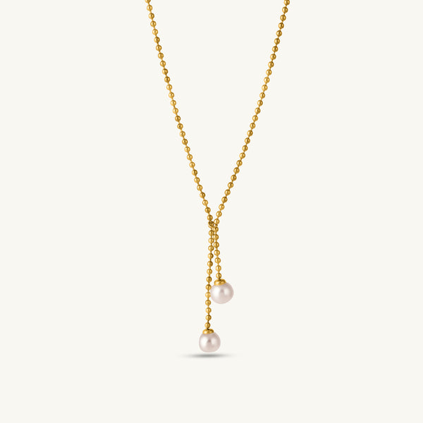 Double Pearl Drop Necklace