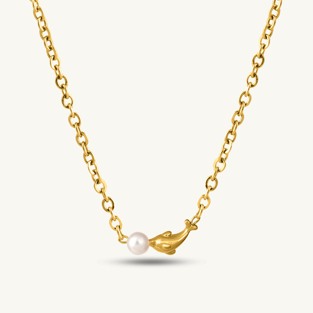 Delicate Curved Pearl Accent Necklace