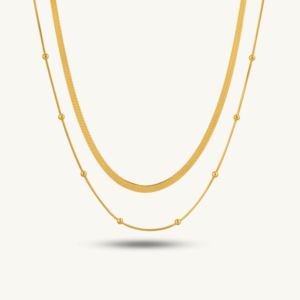 Classic Orbit Layered Bead Accent Necklace