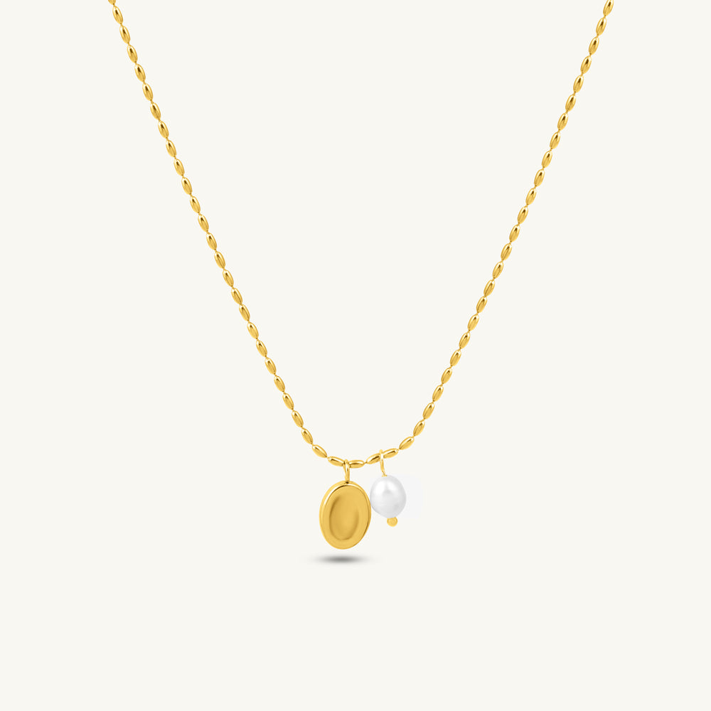 Lumina Oval & Pearl Drop Necklace