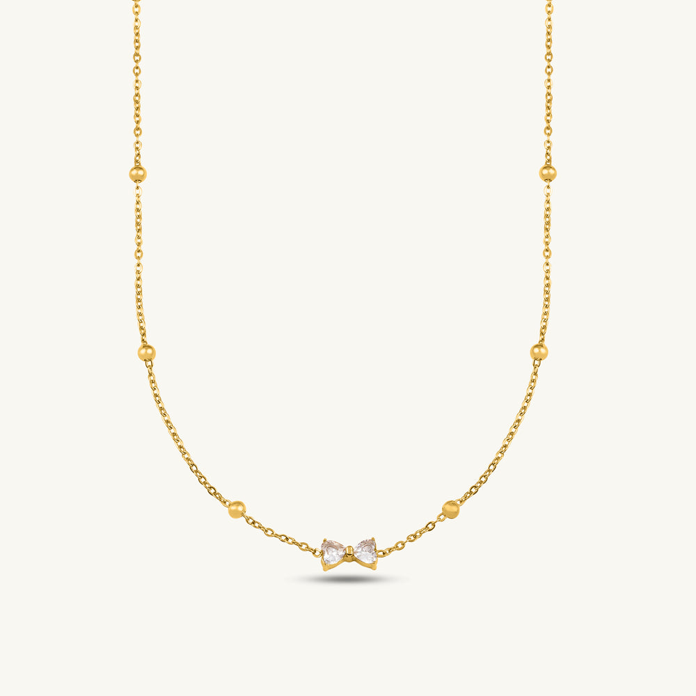 Dainty Crystal Bow Necklace