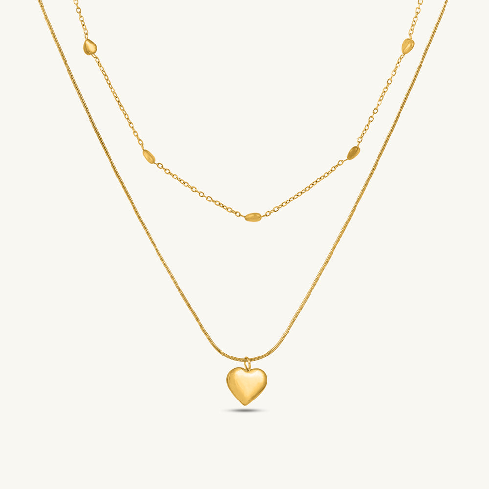 Layered Classic Heart Pendant Necklace