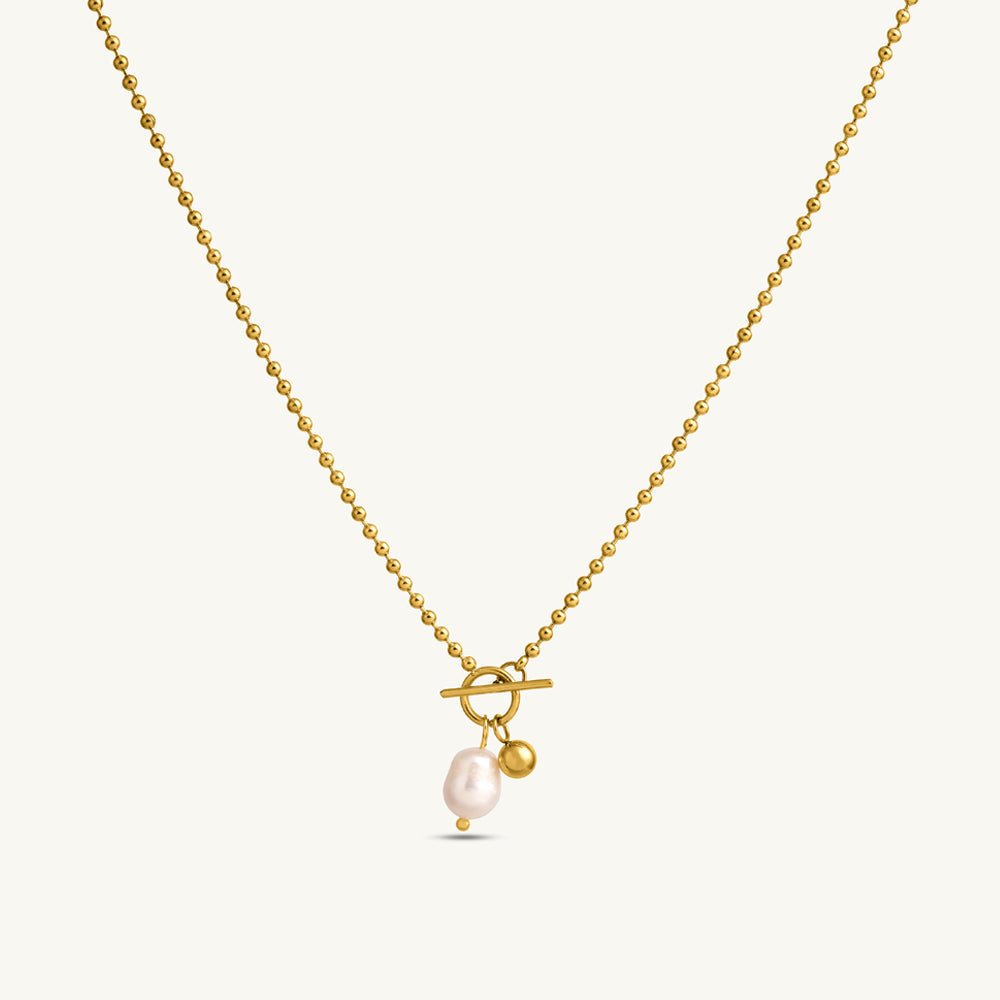Classic Pearl Drop Toggle Necklace