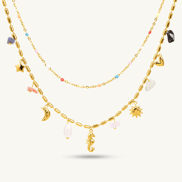 Boho Bead Charm Necklace