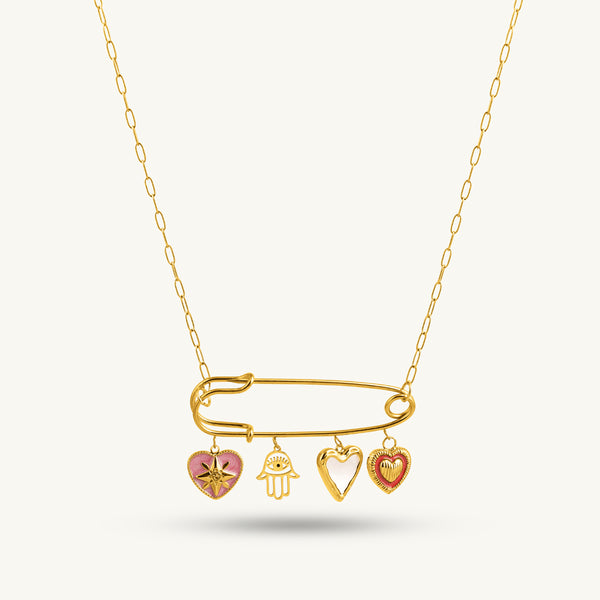 Trendy Safety Pin Charm Necklace