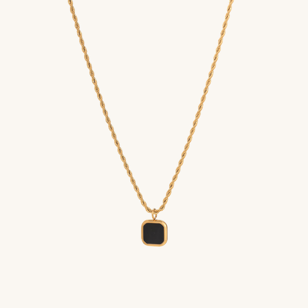 Buy Black Enamel Necklace- 18k Gold Plated – PALMONAS