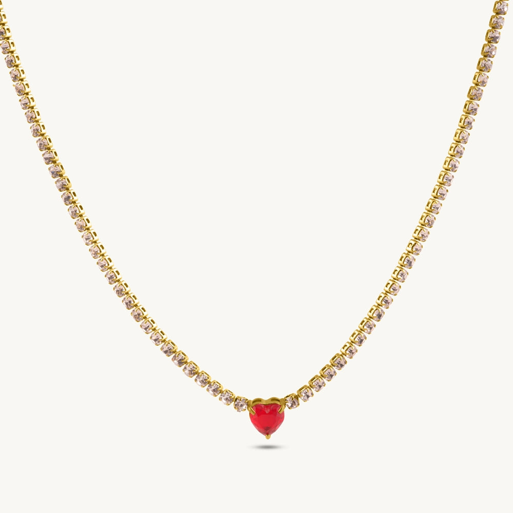 Scarlet Spark Heart Necklace