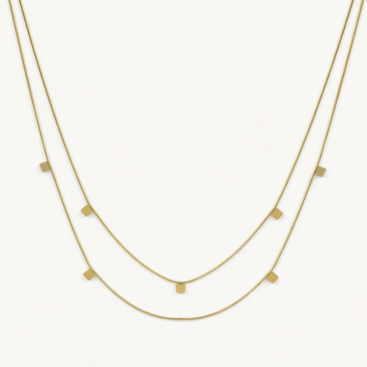 Delicate Square Charm Layer Necklace