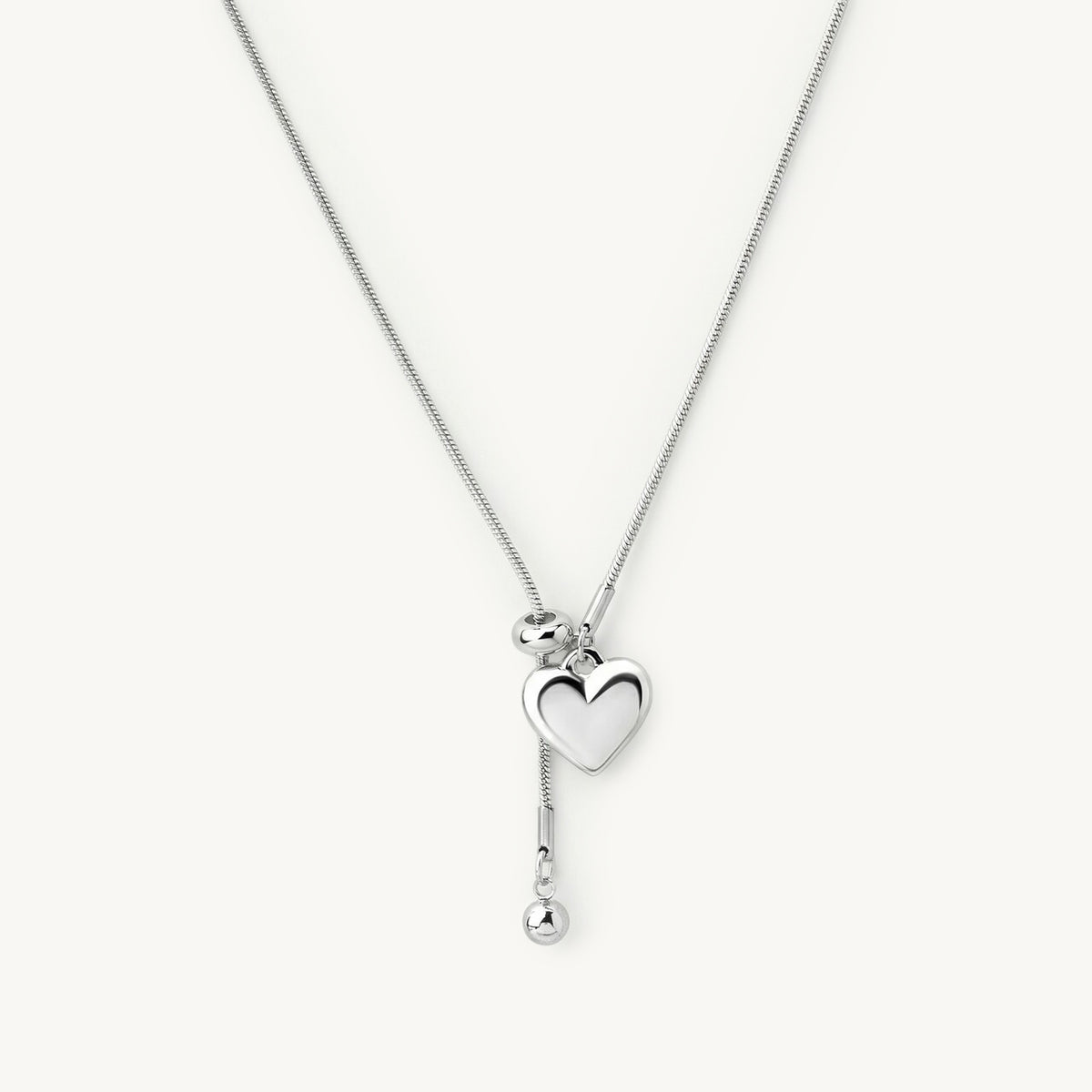 Shiny Heart Lariat Necklace