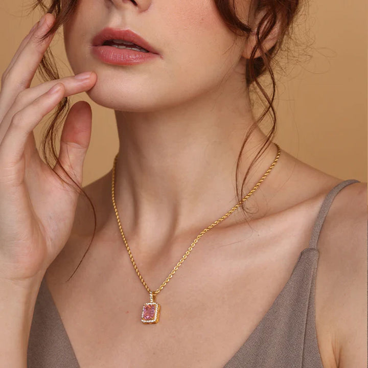 Buy Pink Emerald Geometric Pendant Gold Plating – PALMONAS