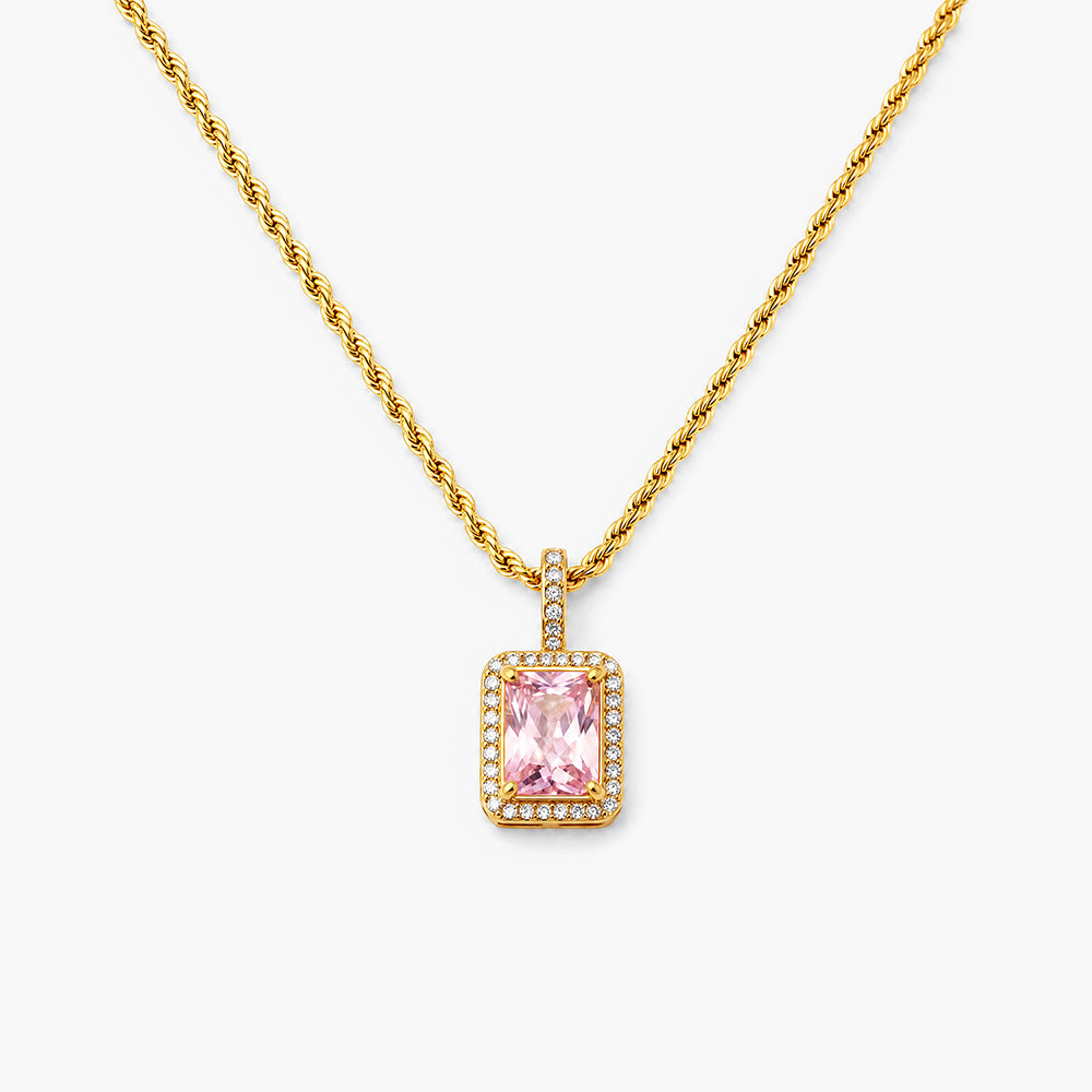 Pink Emerald Geometric Pendant