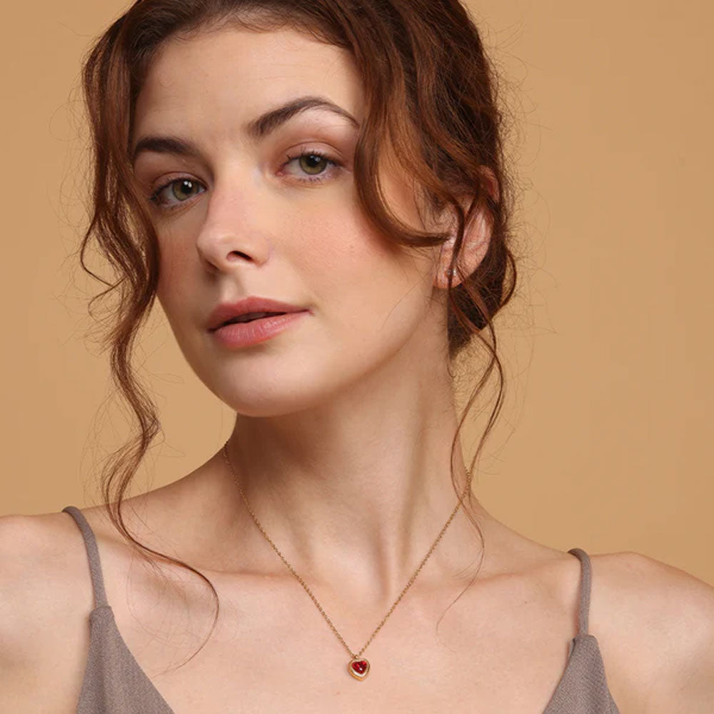 Red Emerald Heart Pendant Necklace - view 8