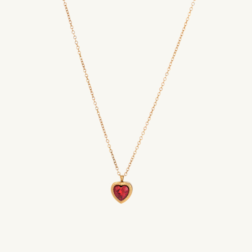 Red Emerald Heart Pendant Necklace