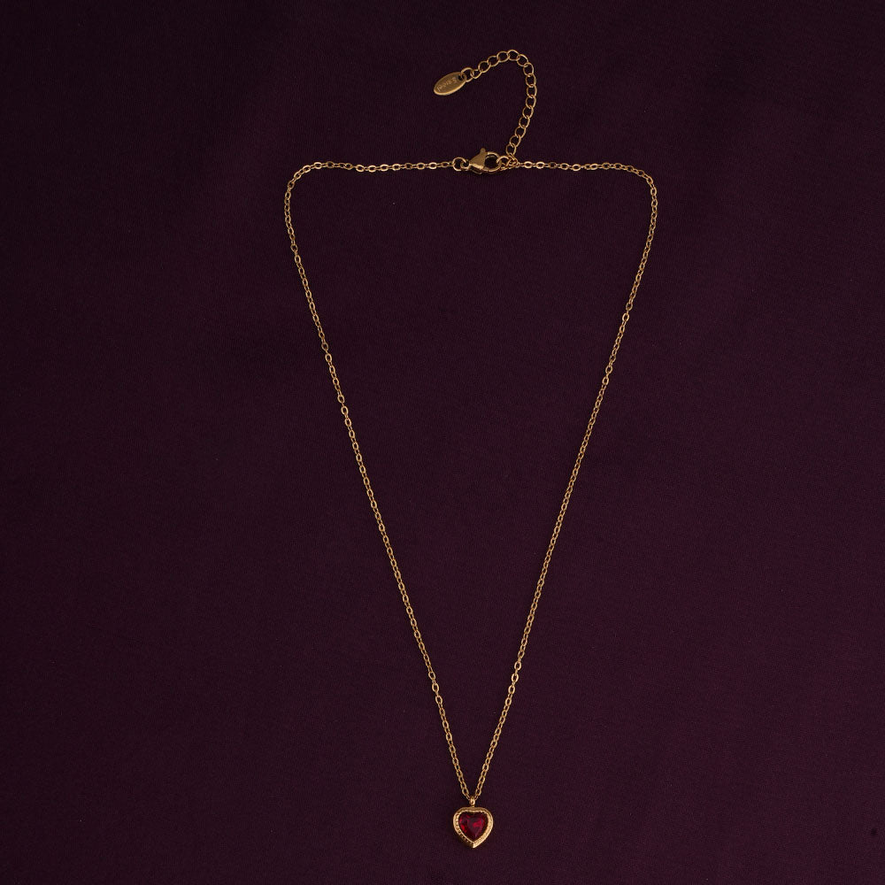 Red Emerald Heart Pendant Necklace - view 4
