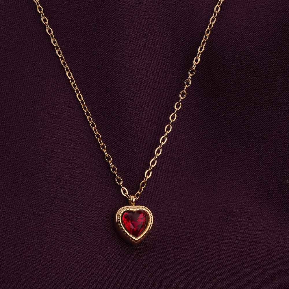 Red Emerald Heart Pendant Necklace - view 5