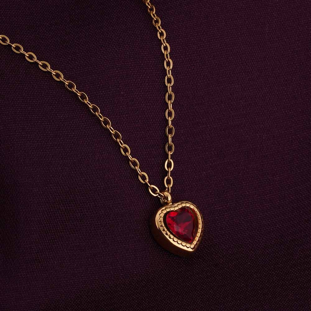Red Emerald Heart Pendant Necklace - view 6