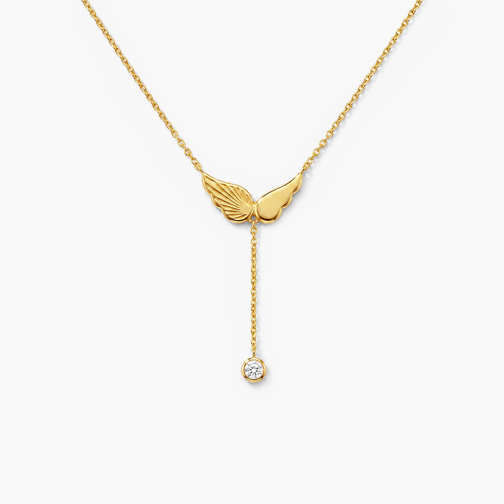 Angel Wing Dangling Diamond Necklace