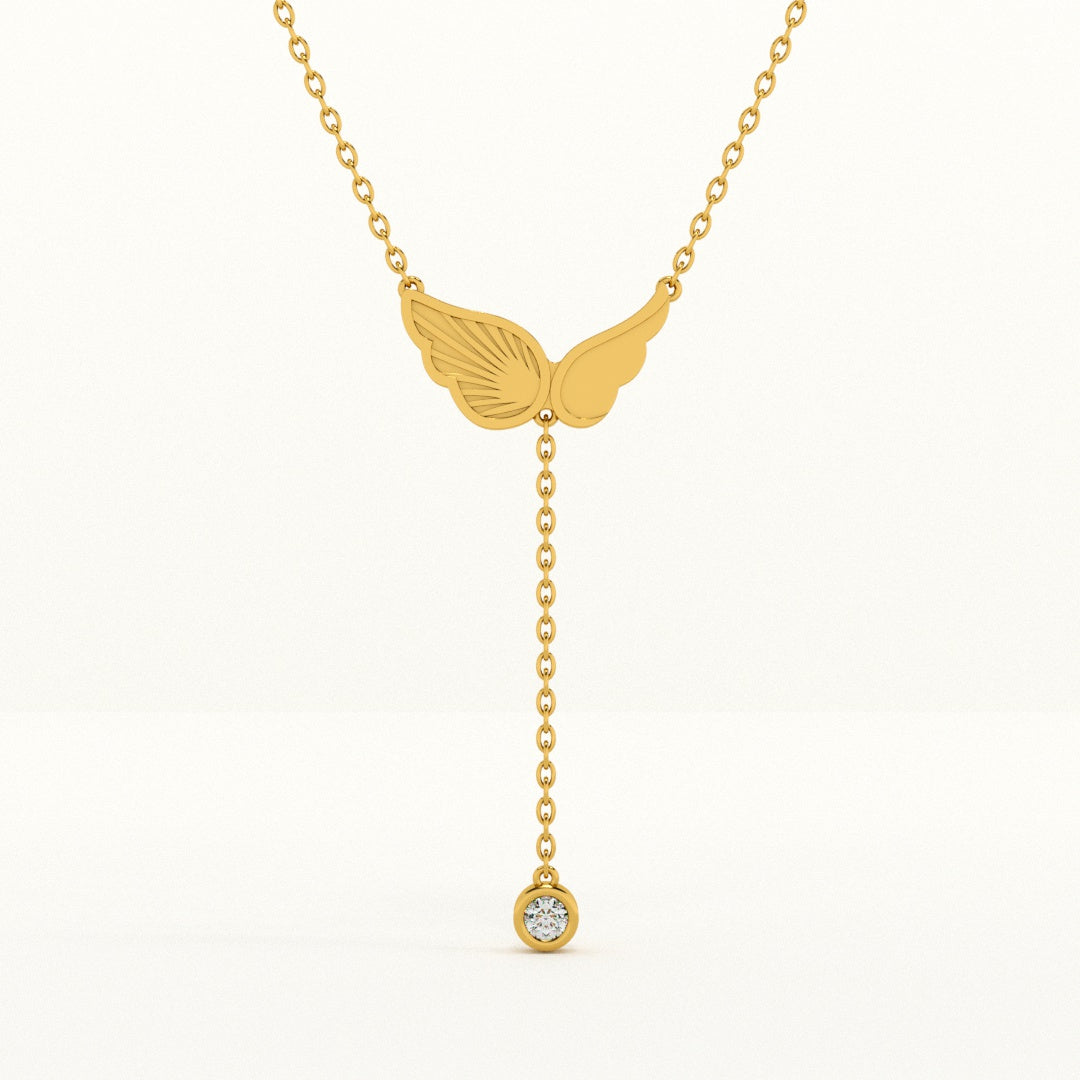 Angel Wing Dangling Diamond Necklace - view 2