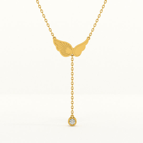 Angel Wing Dangling Diamond Necklace - Image 1
