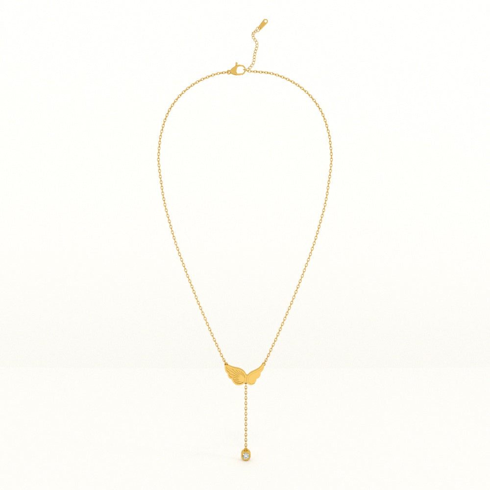 Angel Wing Dangling Diamond Necklace - view 4