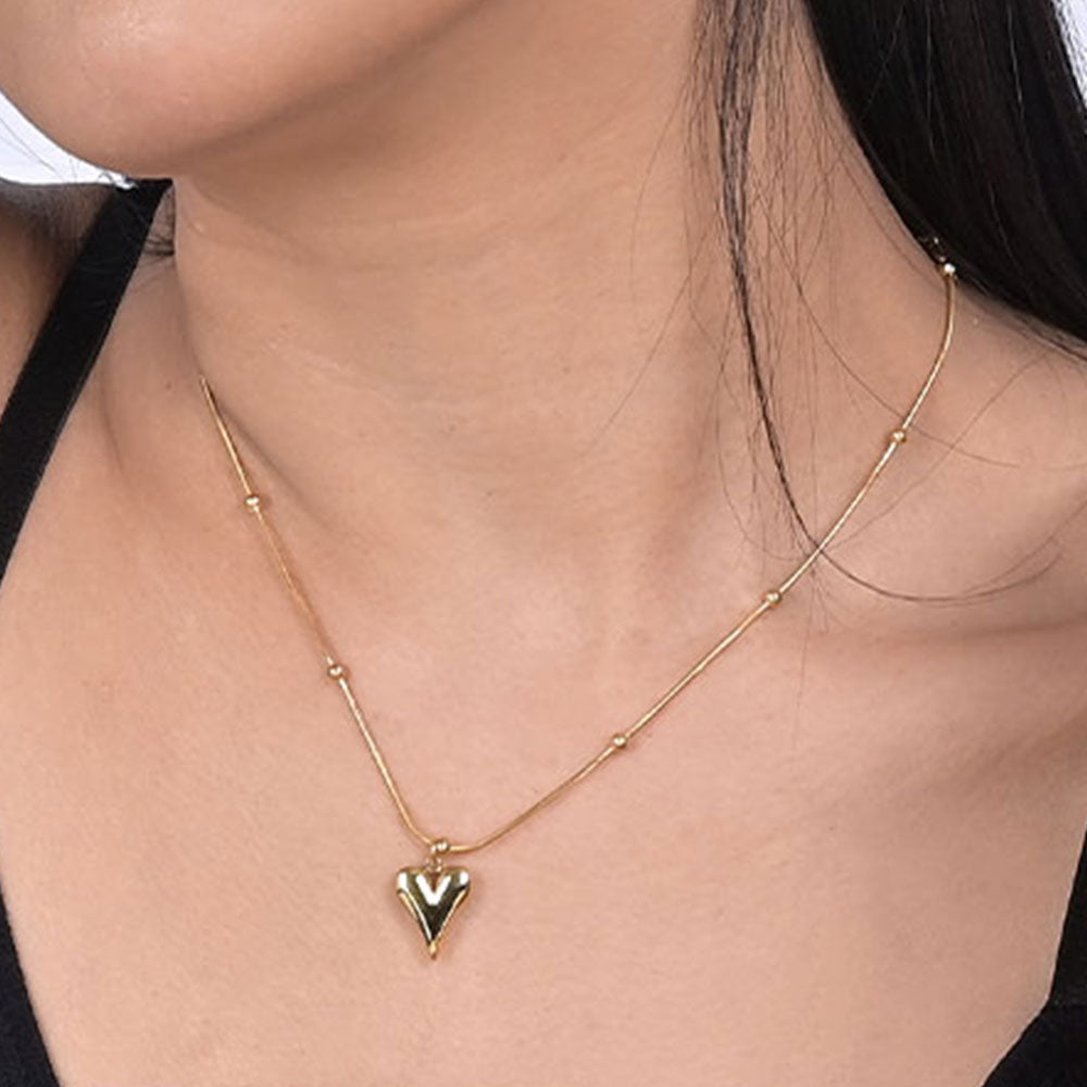 Heart Ball Chain Pendant & Hearts All Over Bracelet Combo Set - view 6