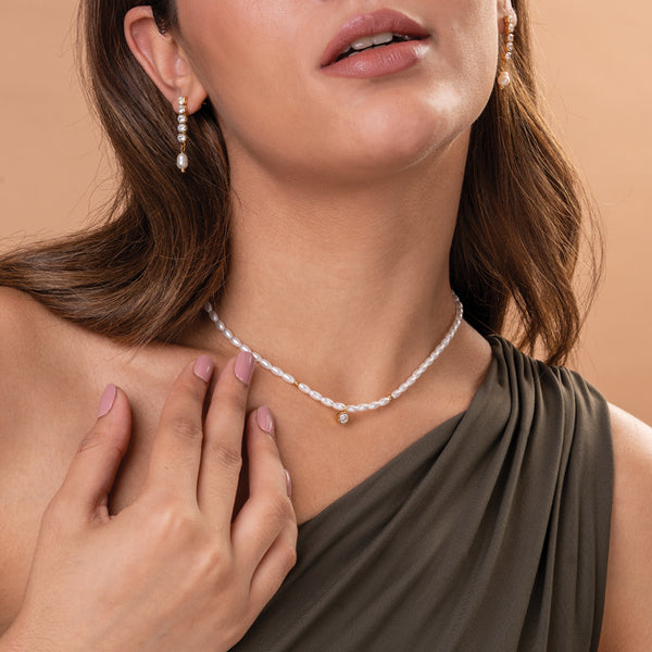 Dazzling Pearl Diamond Necklace - Image 1