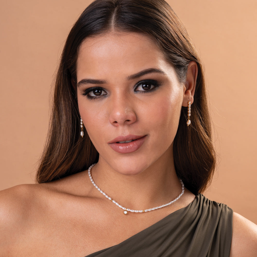 Dazzling Pearl Diamond Necklace - view 5