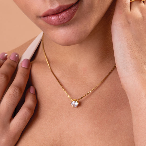 Round Solitaire Necklace - Image 1