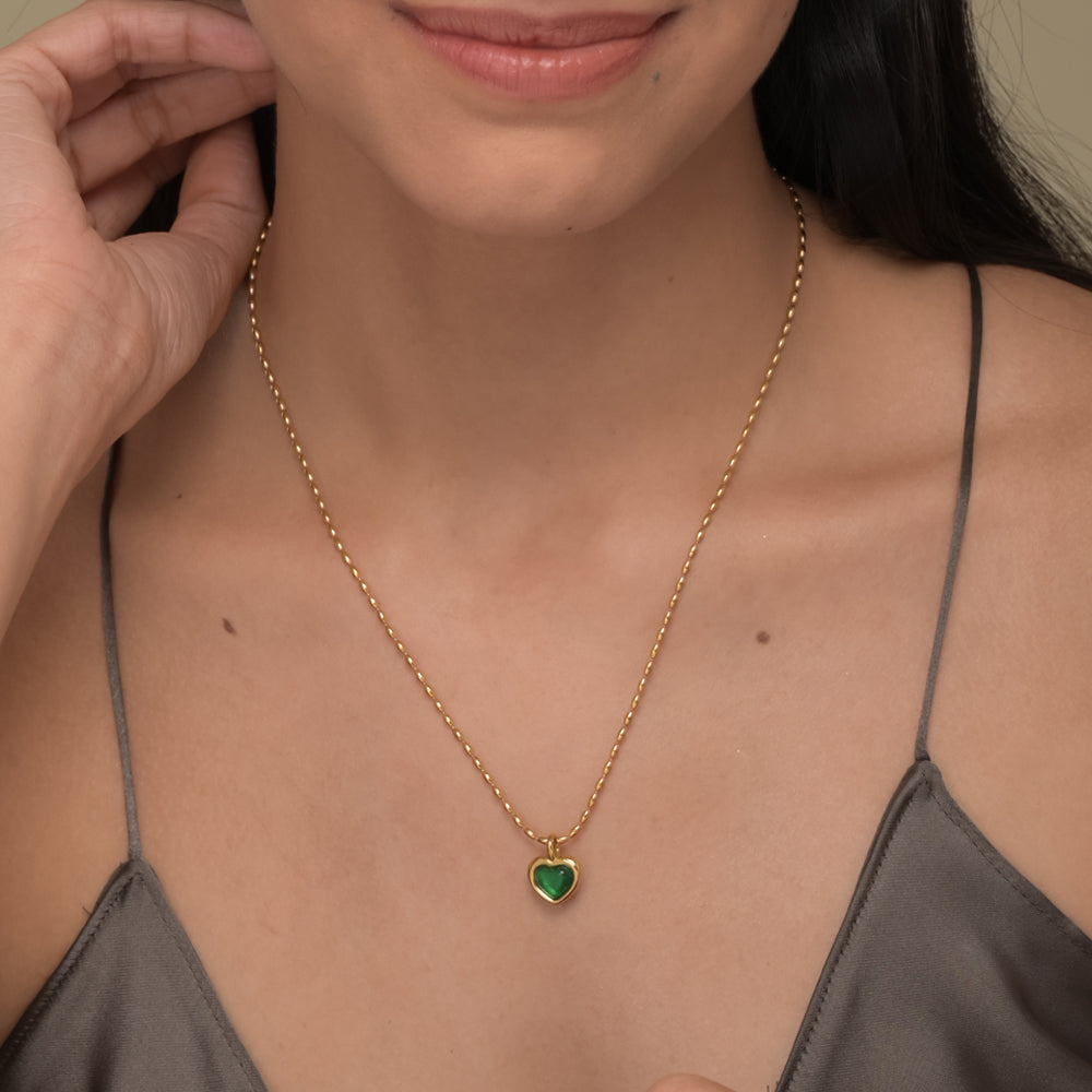 Oval Beaded Heart Pendant Necklace - view 6