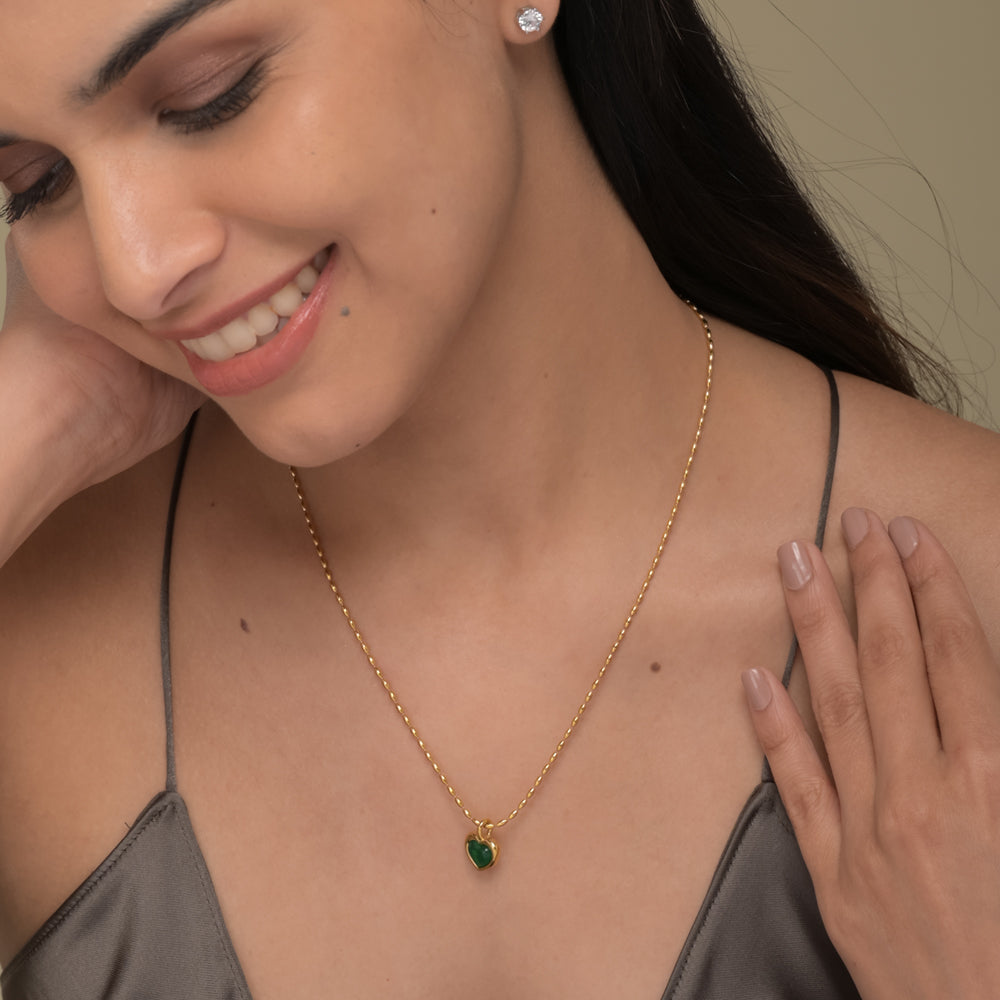 Oval Beaded Heart Pendant Necklace - view 5