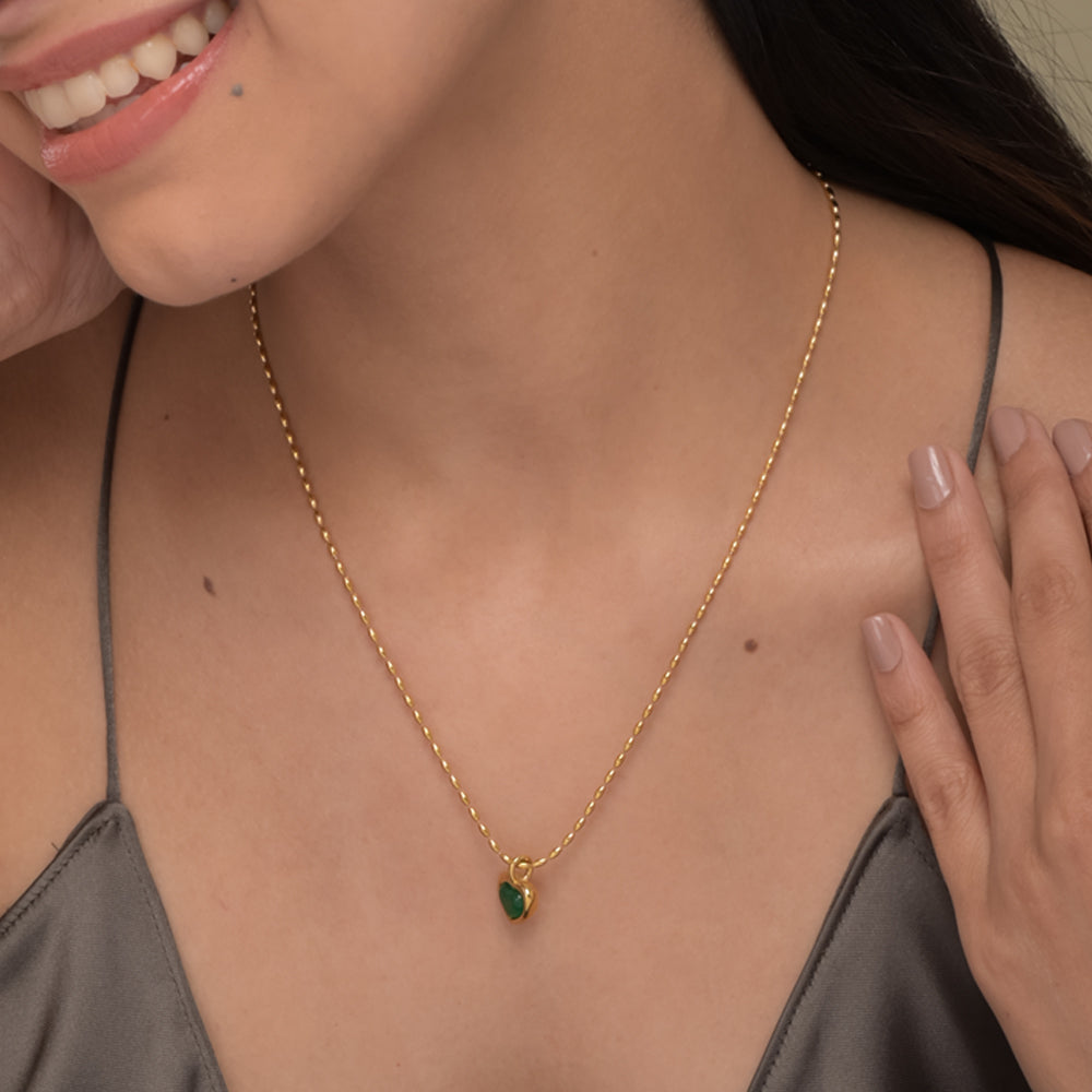 Oval Beaded Heart Pendant Necklace - view 4