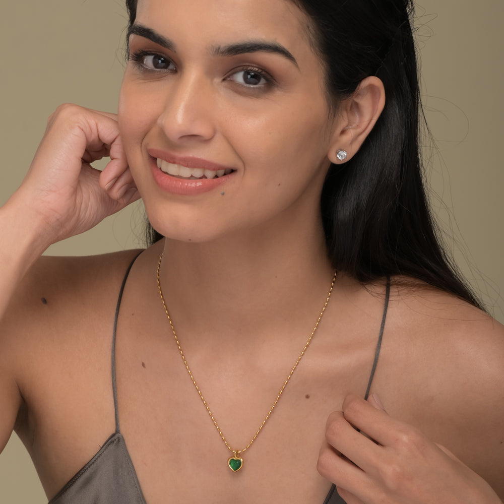 Oval Beaded Heart Pendant Necklace - view 7