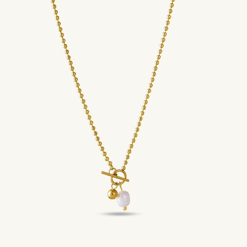 Dazzling Stone Bangle Bracelet & Dainty Beaded Pearl Chain Combo Set - view 5