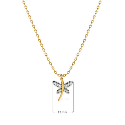 Dancing Dragonfly 9KT Gold Lab Grown Diamond Necklace