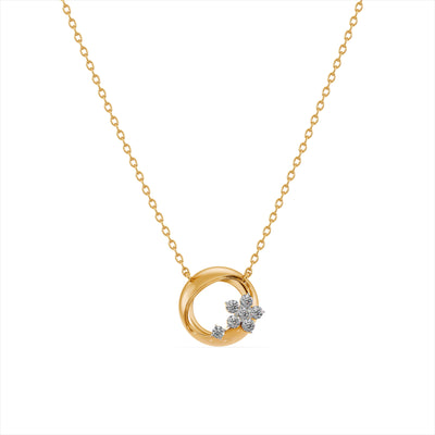 Gilded Petal Orbit 9KT Gold Lab Grown Diamond Necklace