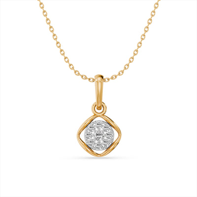 Floral Crest 9KT Gold Lab Grown Diamond Pendant Necklace