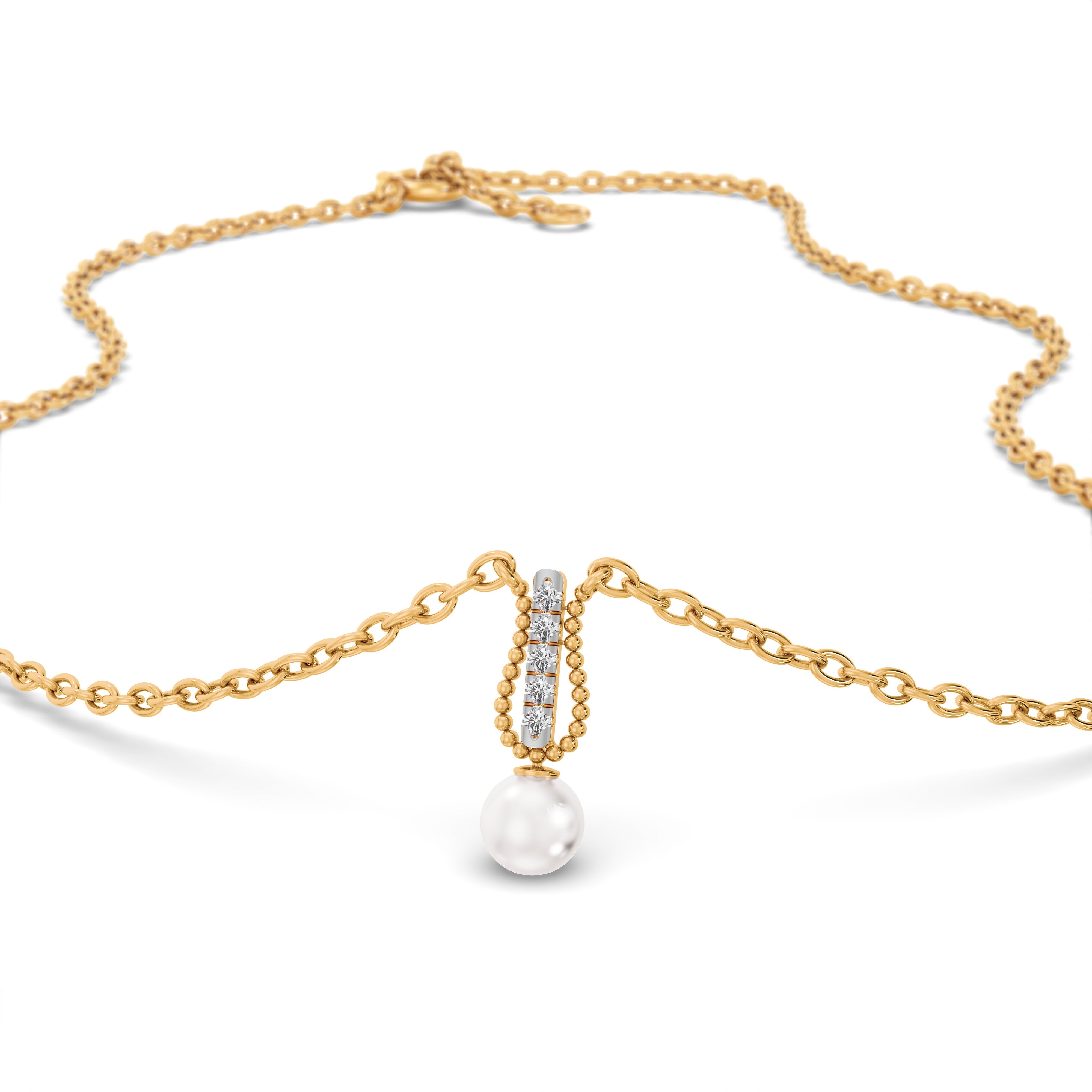 Pearl Drop 9KT Gold Laboratory Grown Diamond Necklace – PALMONAS