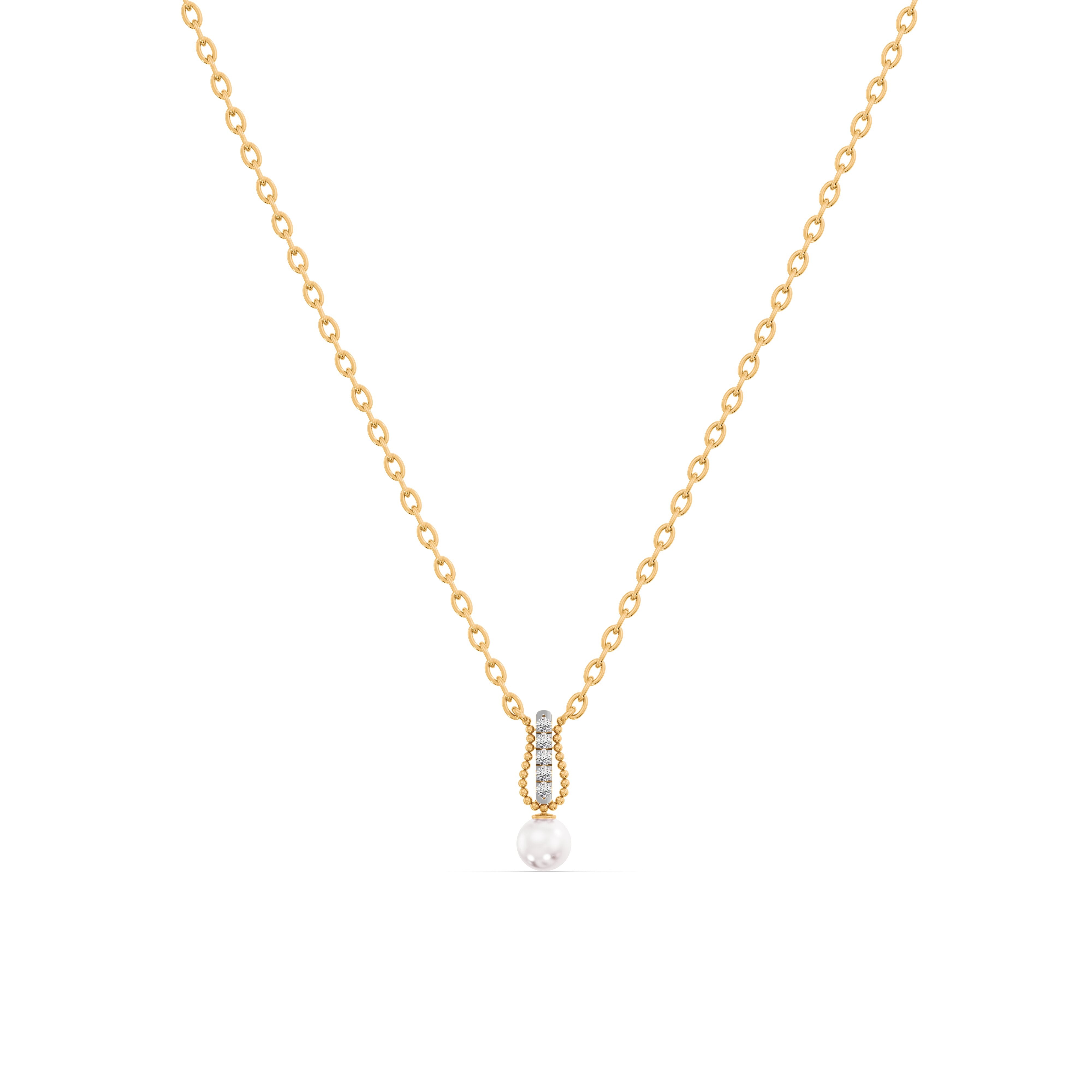 Pearl Drop 9KT Gold Laboratory Grown Diamond Necklace – PALMONAS
