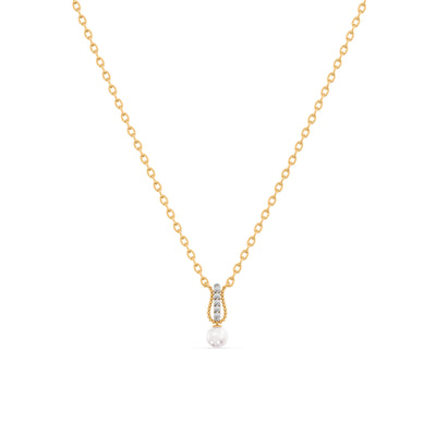 Pearl Drop 9KT Gold Lab Grown Diamond Necklace