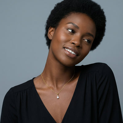 Pear Water Droplet 9KT Gold Lab Grown Diamond Necklace