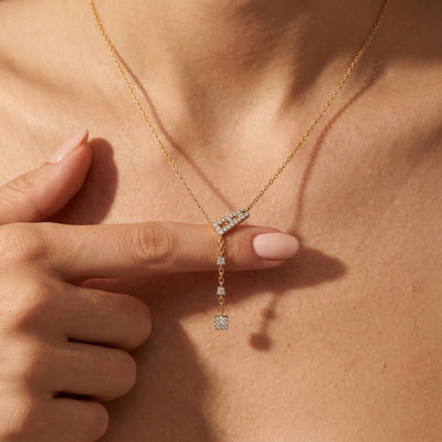 Elaris Linked 9KT Gold Lab Grown Diamond Lariat Necklace