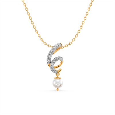 Swirling Pearl 9KT Gold Lab Grown Diamond Necklace