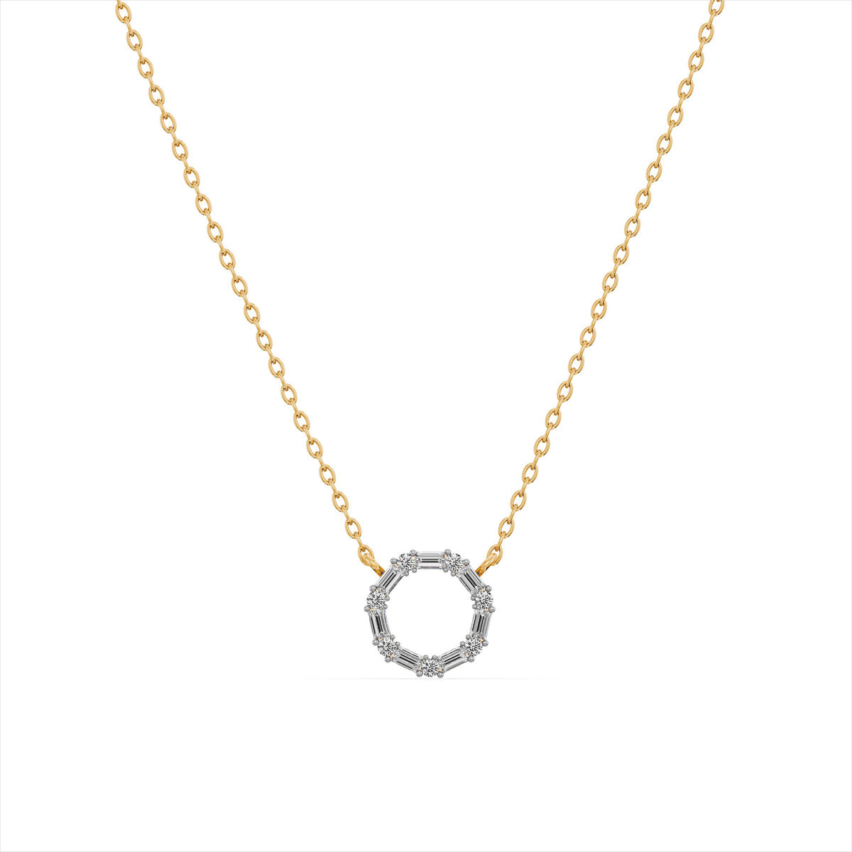 Glittery Circle 9KT Gold Laboratory Grown Diamond Necklace