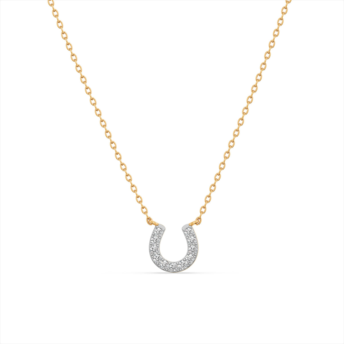 Glittery U 9KT Gold Laboratory Grown Diamond Necklace
