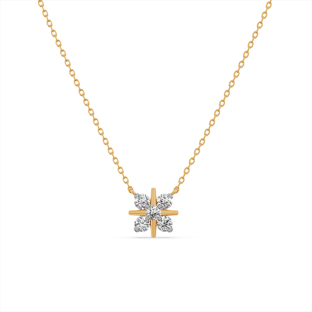Snowflake 9KT Gold Laboratory Grown Diamond Necklace