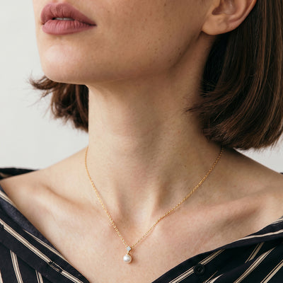 Orbit Pearl 9KT Gold Laboratory Grown Diamond Necklace
