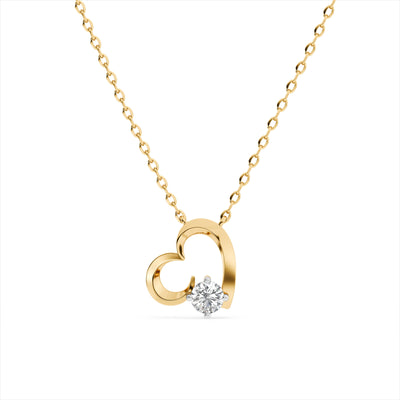 Sculpted Heart Orbit 9KT Gold Laboratory Grown Diamond Necklace