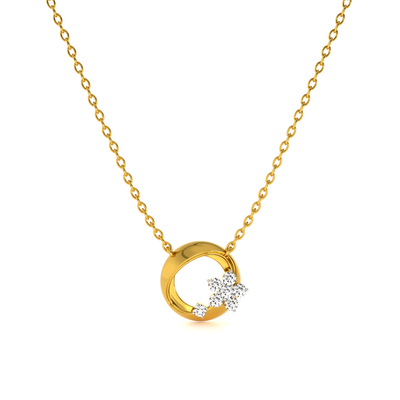 Gilded Petal Orbit 9KT Gold Lab Grown Diamond Necklace