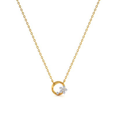 Gilded Petal Orbit 9KT Gold Lab Grown Diamond Necklace