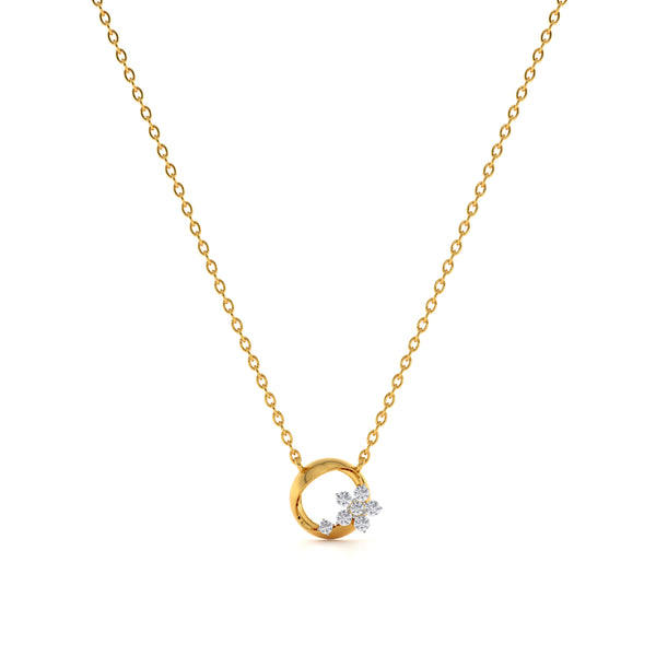 Gilded Petal Orbit 9KT Gold Lab Grown Diamond Necklace - 1